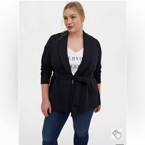 Torrid Black Knit Tie Waist Front Blazer/Jacket Size 4X